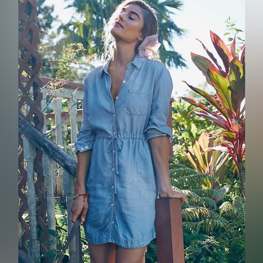 Athleta Candid Light Blue Denim Shirt Dress - Picture 1 of 4